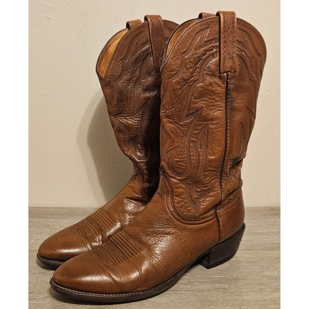 Lucchese 2000 Mens Western Cowboy Boots T3097R4 Brown Leather Size 9 2E